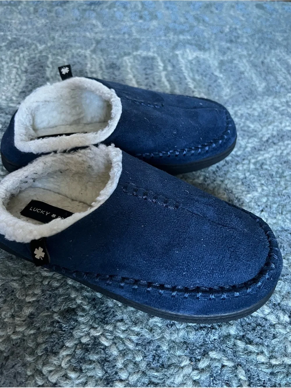 Lucky Brand Kids Navy Slip-On Faux Shearling Lined Slippers